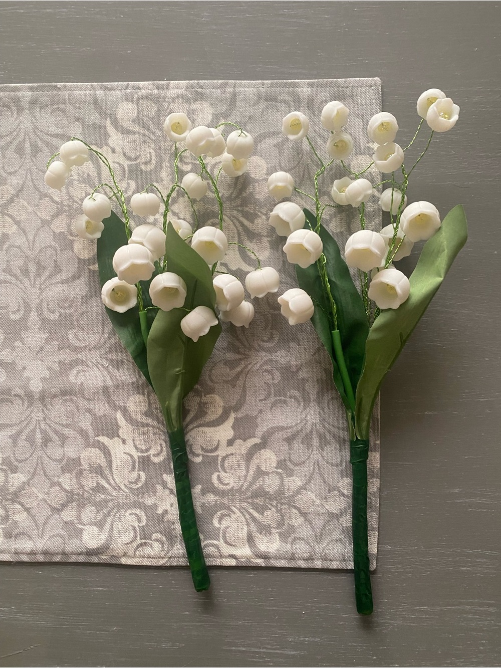 Set of 2 Handmade Large Faux Lily of the Valley Clay Flower Stems (OOAK)